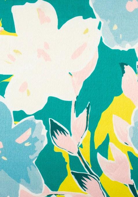 Multi Color Floral Print Satin Lehenga Set