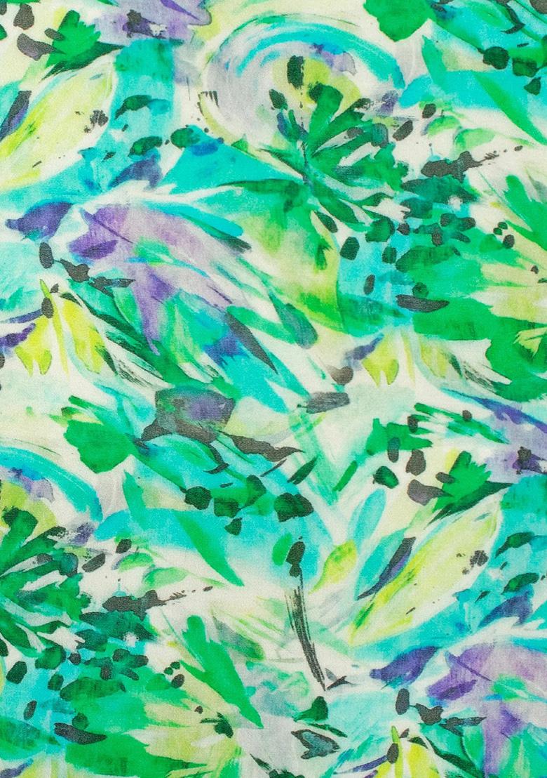 Multi Color Floral Print Satin Lehenga Set - Indya