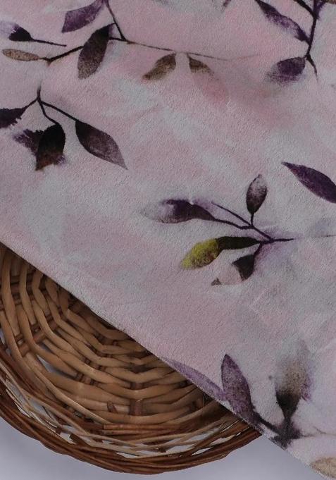 Pink Floral Print Satin Lehenga Set