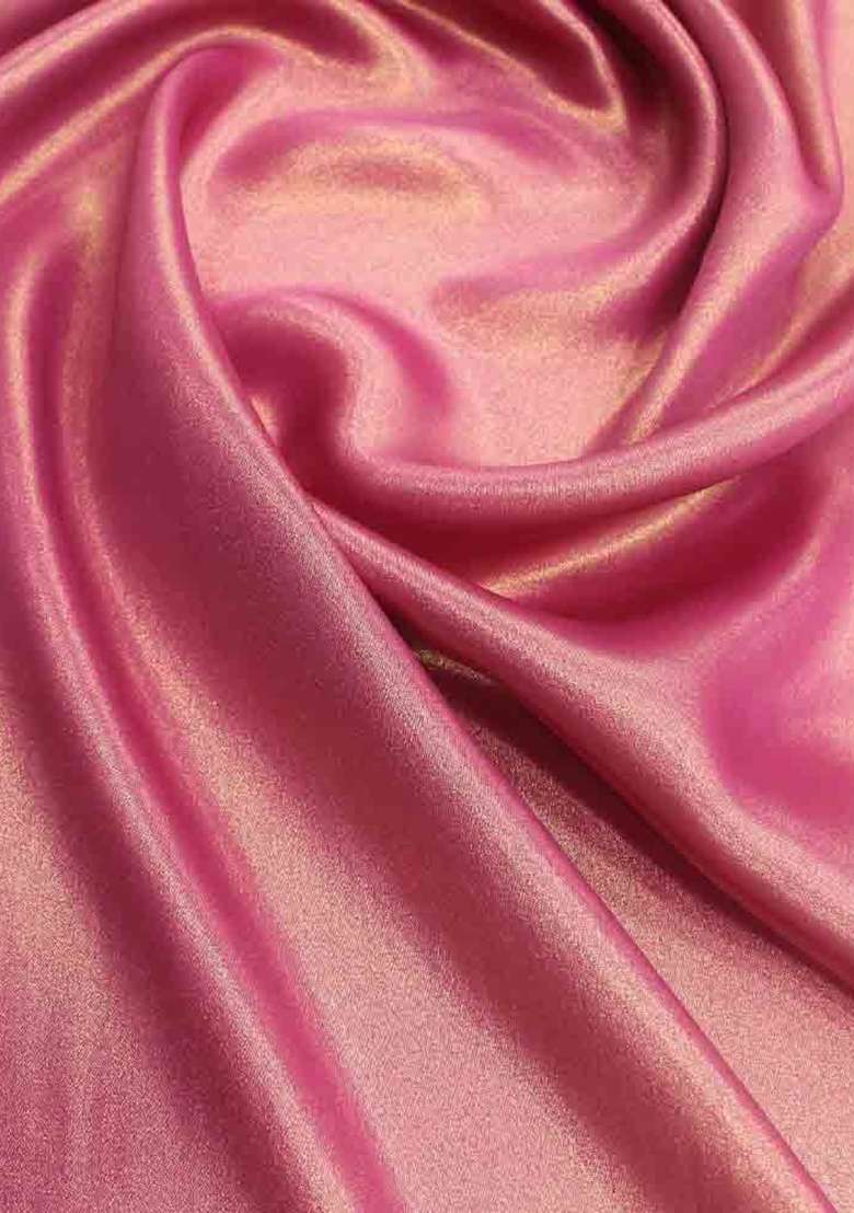 Purple Foil Print Satin Fusion Set for Diwali and Festive Wear - Indya