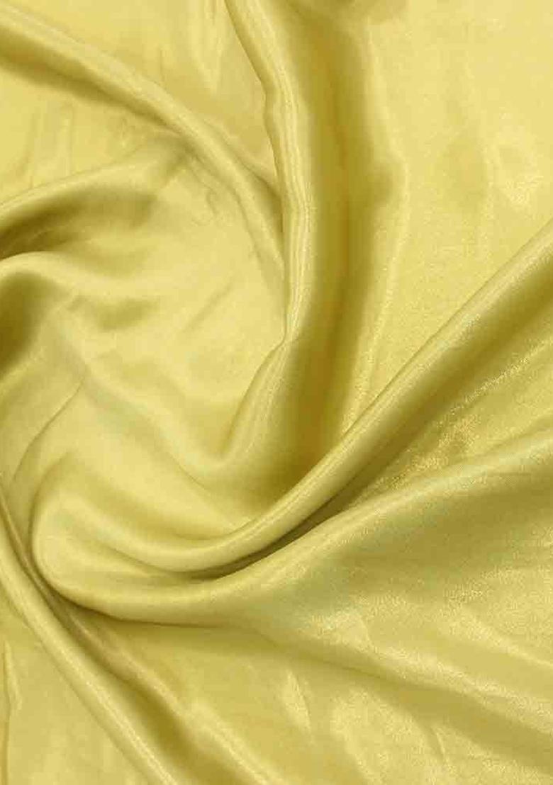 Yellow Foil Print Satin Fusion Set - Indya