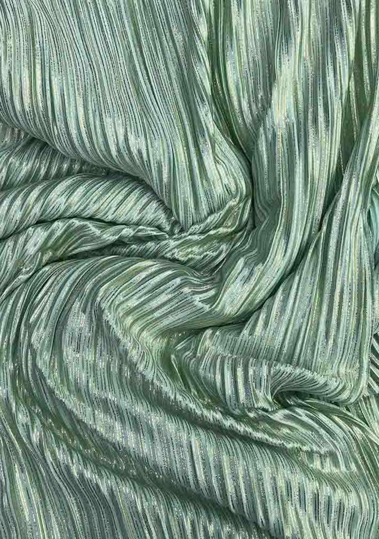 Green Foil Print Satin Fusion Set - Indya