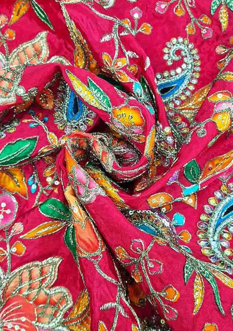 Rani Pink Floral Print Viscose Fusion Set - Indya