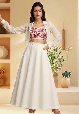 Pink Emroidered Tissue Lehenga Set