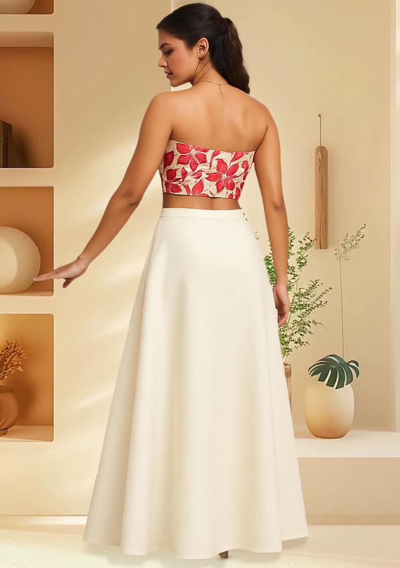 Pink Emroidered Tissue Lehenga Set - Indya