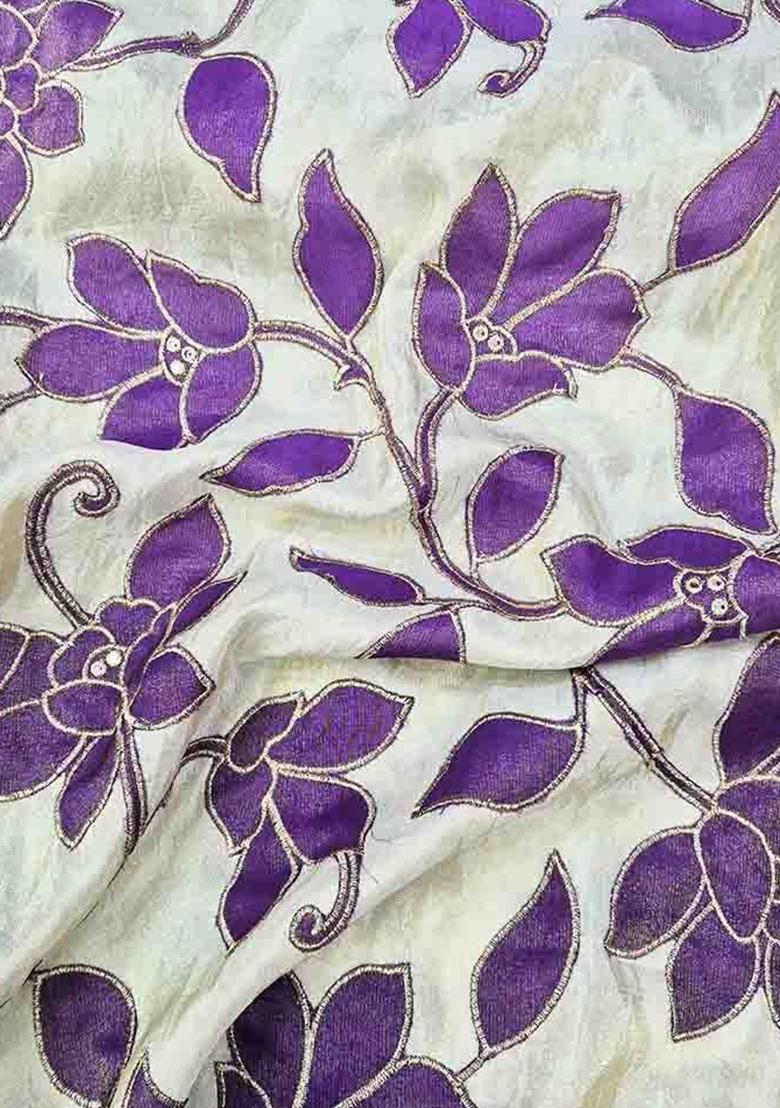 Purple Emroidered Tissue Lehenga Set - Indya