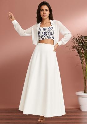 Grey Emroidered Tissue Lehenga Set