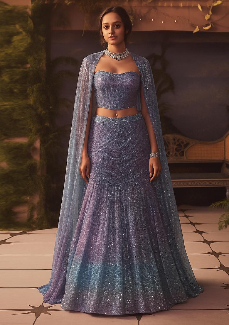 Multicolor Net Sequin Lehenga Set