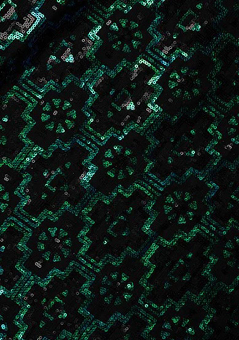 Green Net Sequin Lehenga Set