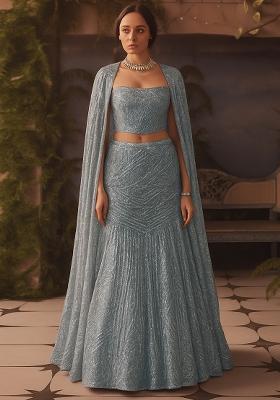 Grey Net Sequin Lehenga Set