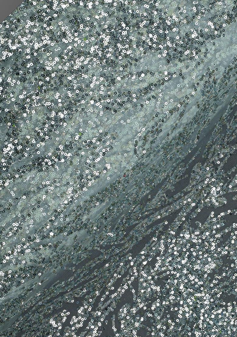 Grey Net Sequin Lehenga Set - Indya