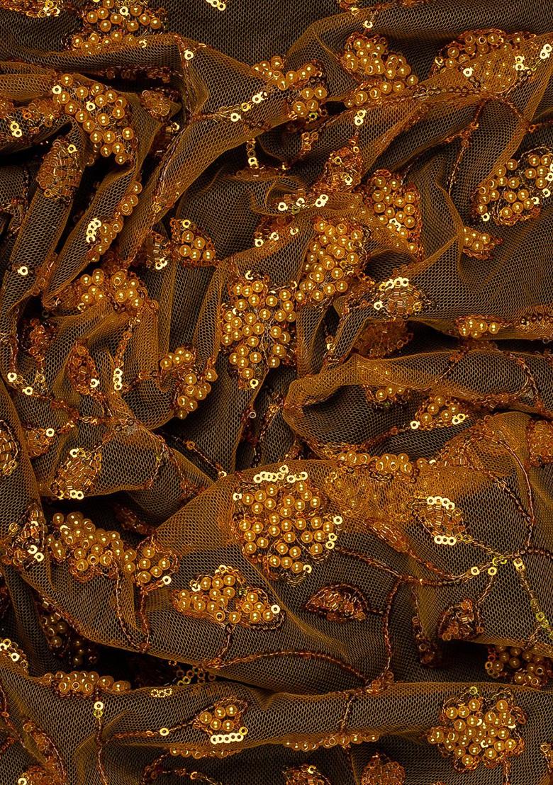 Mustard Yellow Net Embellished Blouse Lehenga Set