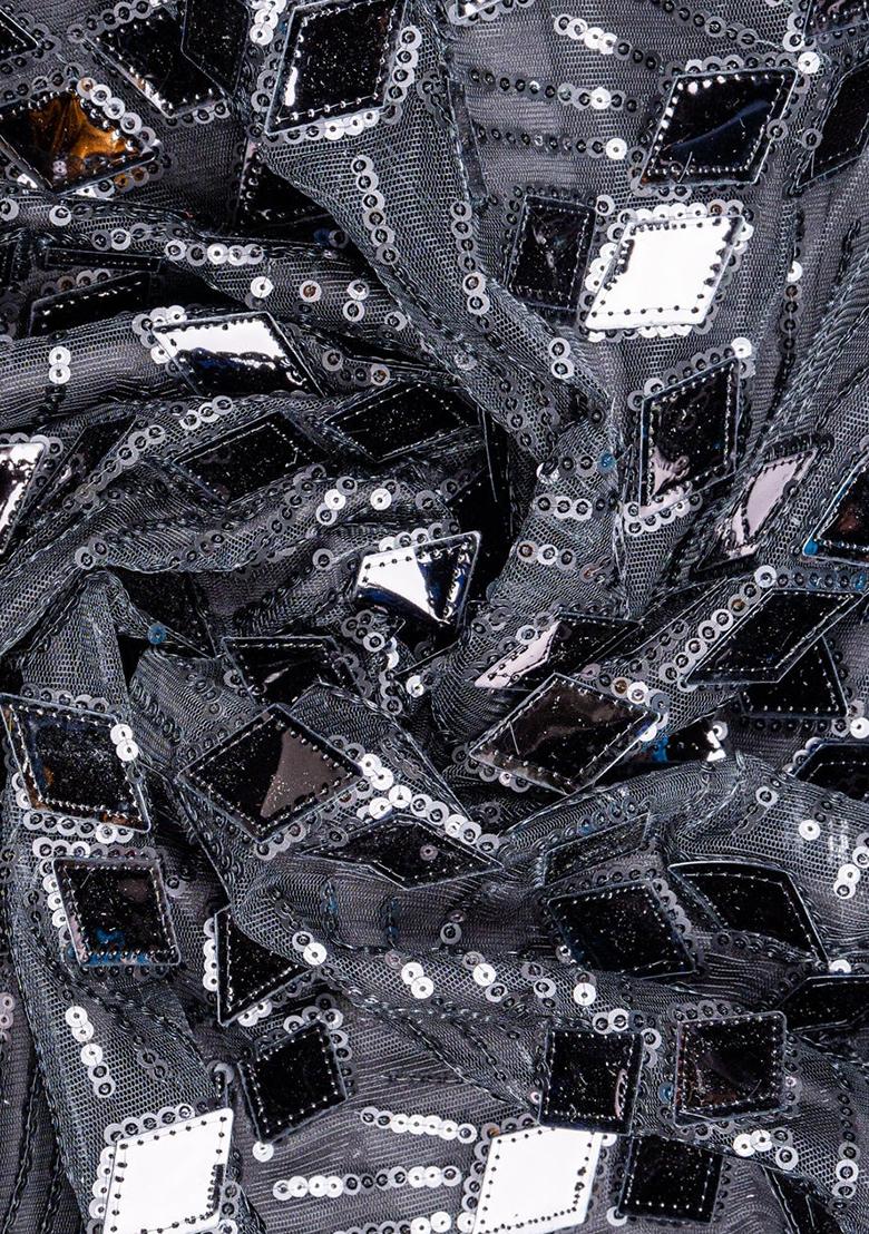 Black Net Embellished Blouse Lehenga Set