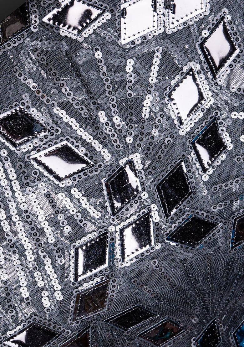 Black Net Embellished Blouse Lehenga Set - Indya