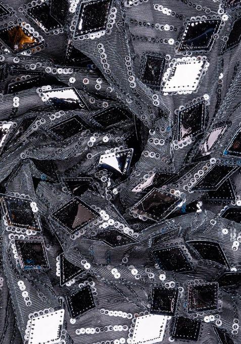 Black Net Embellished Blouse Lehenga Set