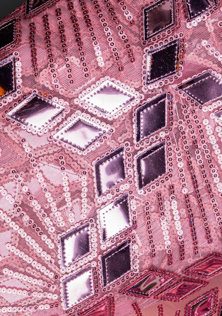 Pink Net Embellished Blouse Lehenga Set