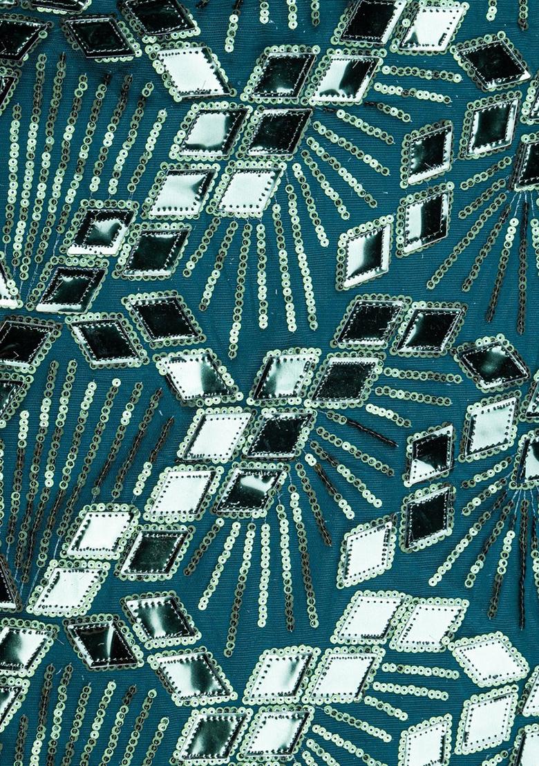 Green Net Embellished Blouse Lehenga Set