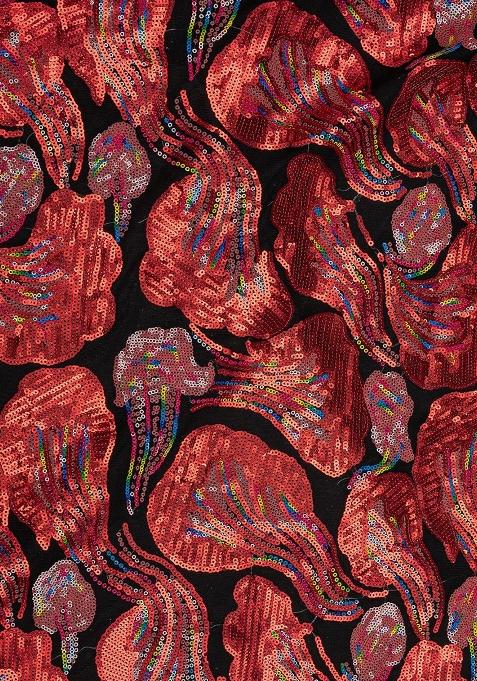 Red Net Sequin Embellished Blouse Lehenga Set