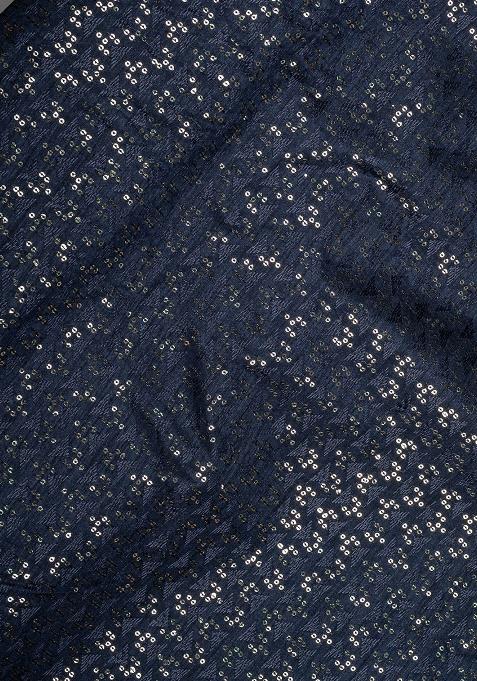 Blue Silk Sequin Embroidered Blouse Lehenga Set