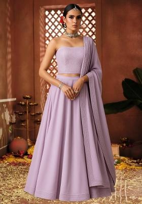 Purple Silk Sequin Embroidered Blouse Lehenga Set