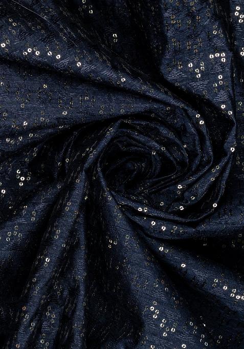 Blue Silk Sequin Embroidered Blouse Lehenga Set