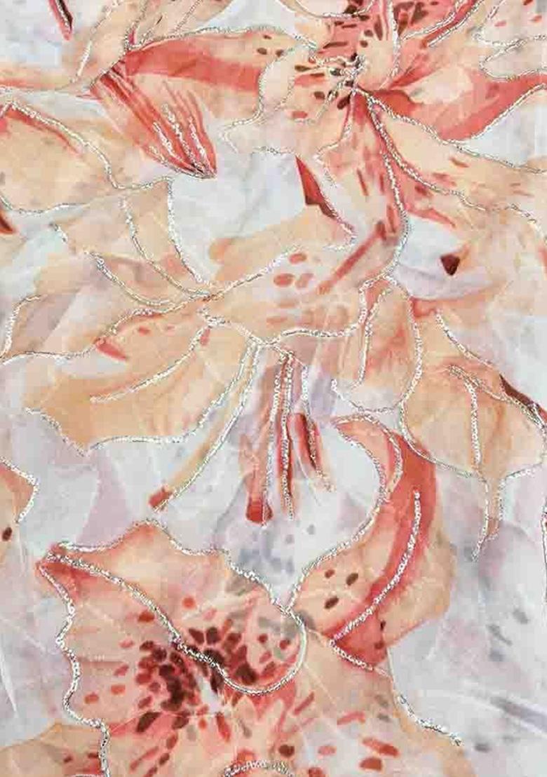 Peach Organza Embroidered Lehenga Set - Indya