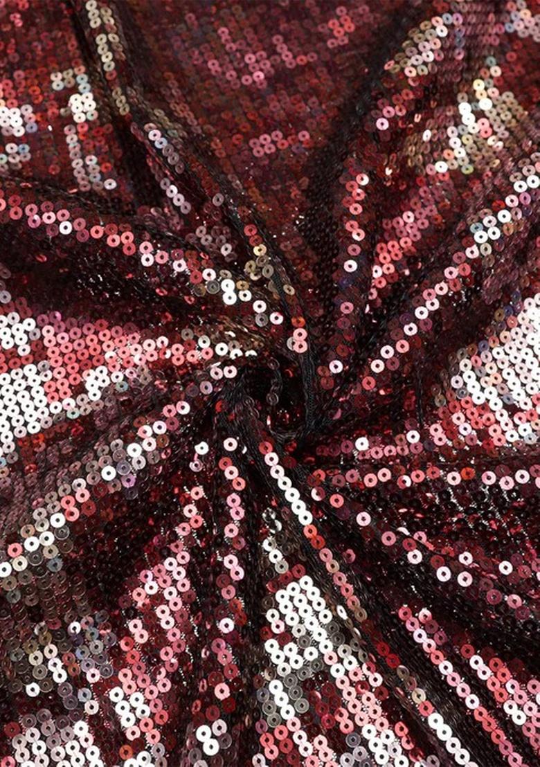 Red Sequin Blouse Net Lehenga Set