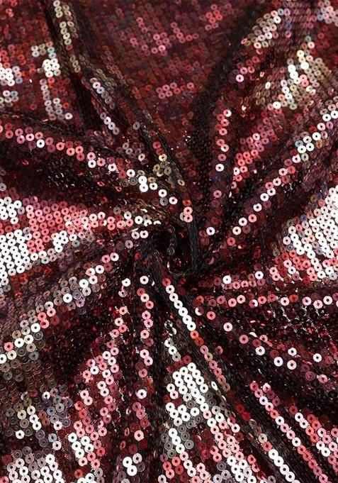 Red Sequin Blouse Net Lehenga Set