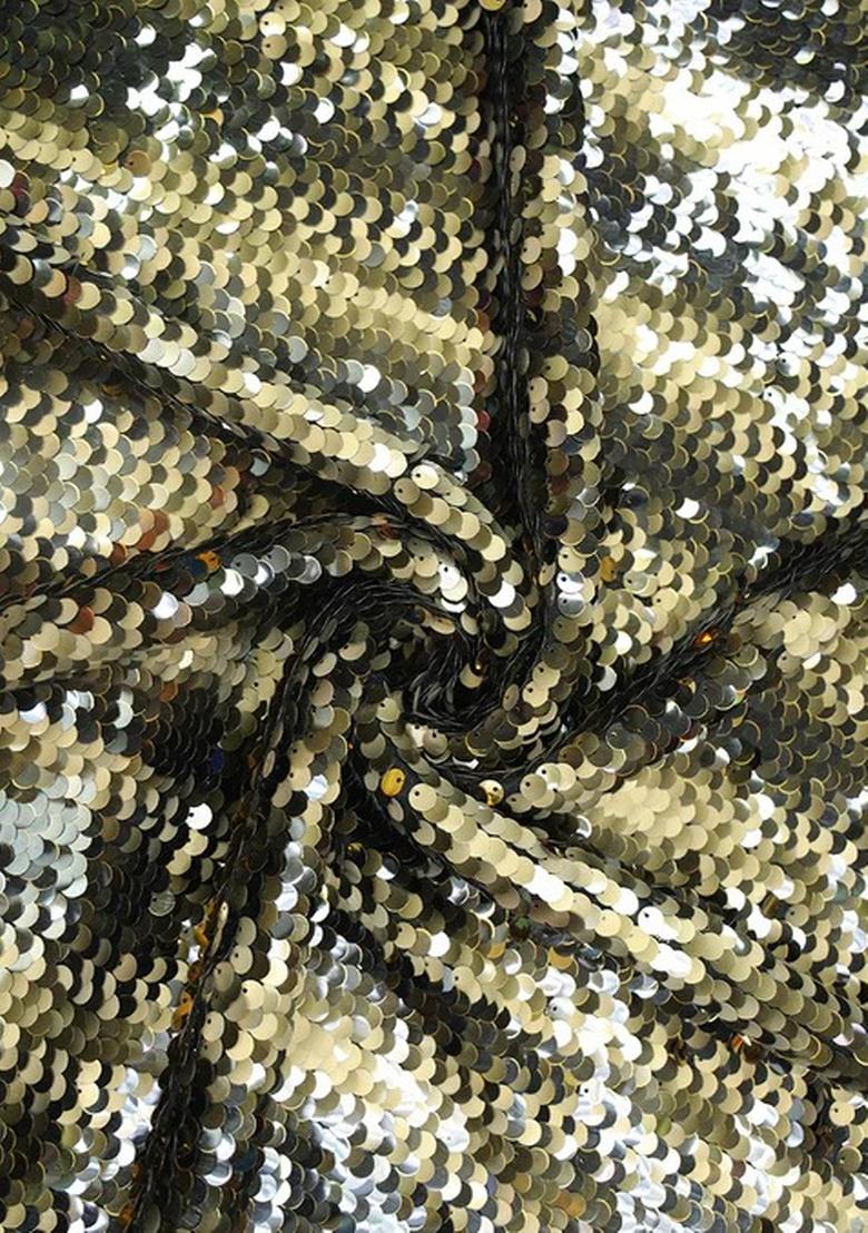 Golden Sequin Blouse Net Lehenga Set