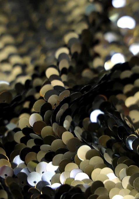 Golden Sequin Blouse Net Lehenga Set