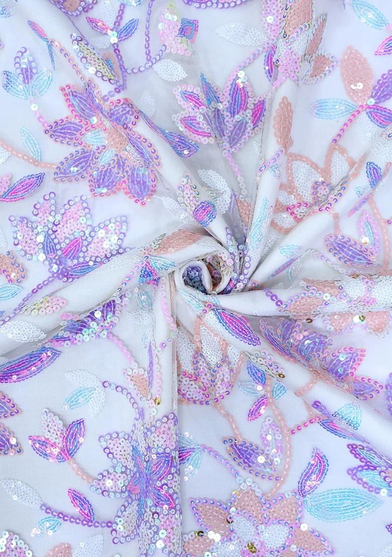 Lilac Sequin Blouse Net Lehenga Set