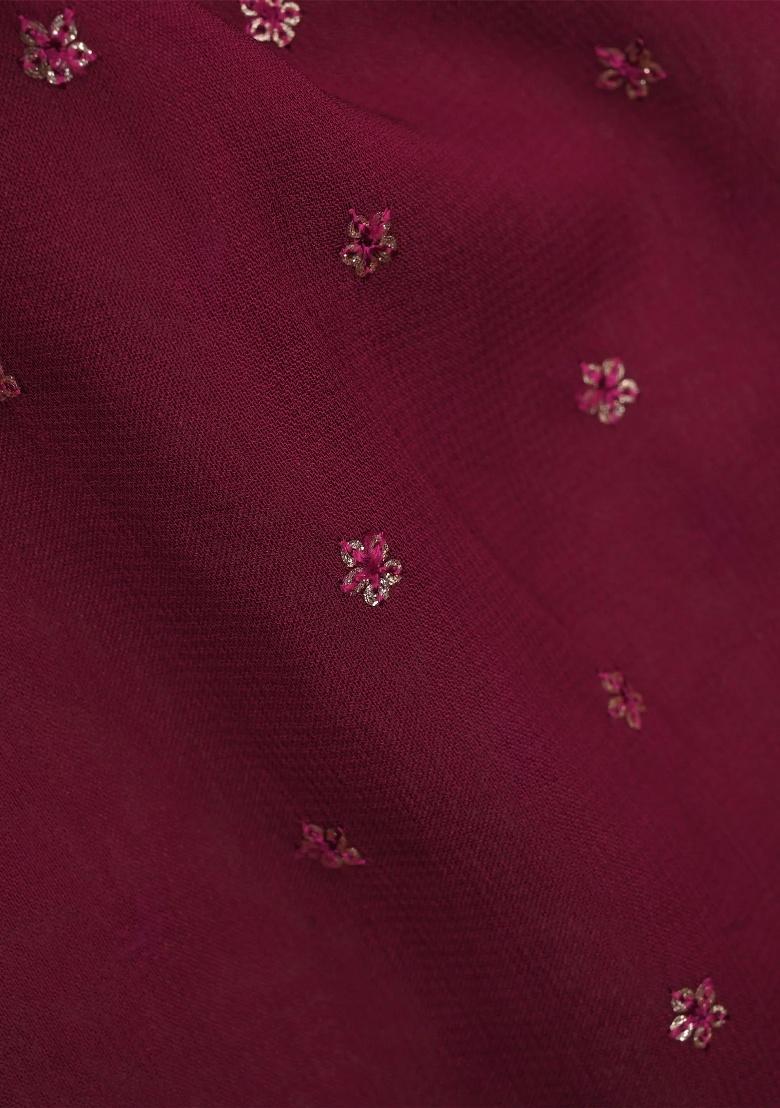 Red Embroidered Georgette Fusion Set - Indya