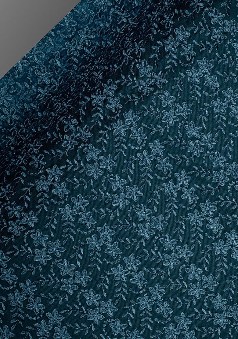 Dark Blue Net Embroidered Lehenga Set - Indya