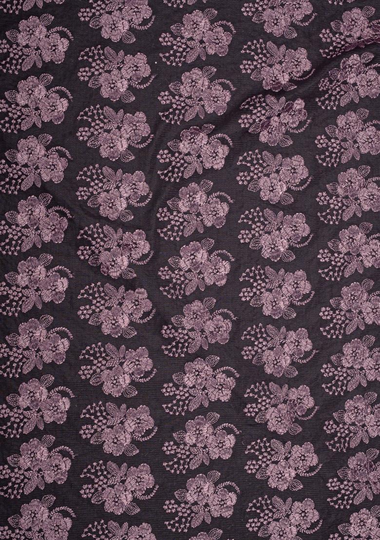 Purple Net Embroidered Lehenga Set - Indya