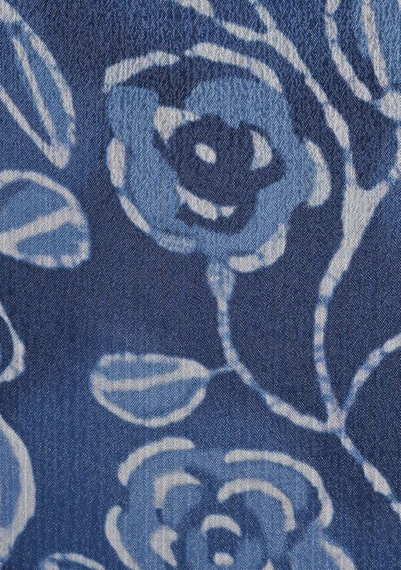 Blue Floral Printed Chinon Lehenga Set - Indya