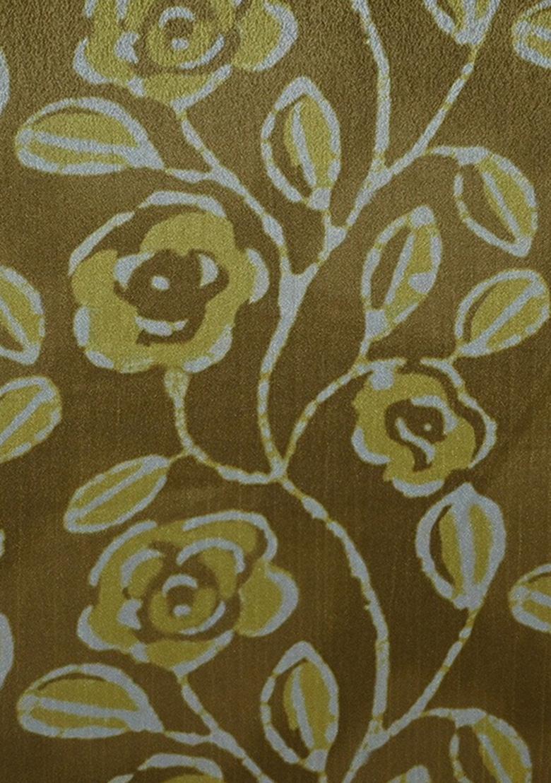 Mustard Floral Printed Chinon Lehenga Set - Indya