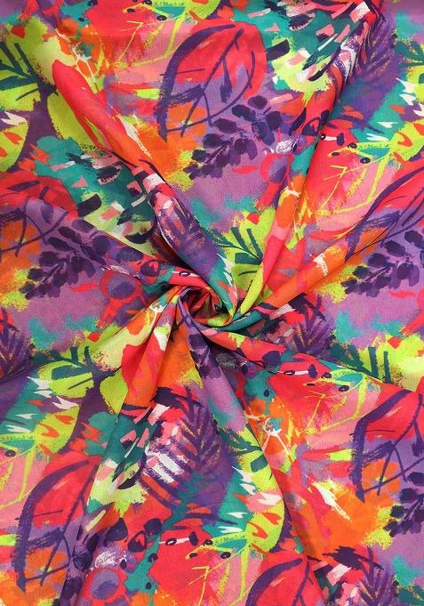 Multicolor Georgette Abstract Printed Lehenga Set