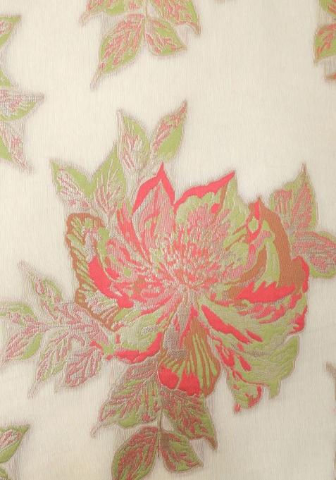 Cream Brocade Blouse Georgette Lehenga Set