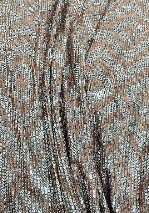 Brown Embellished Blouse Georgette Lehenga Set