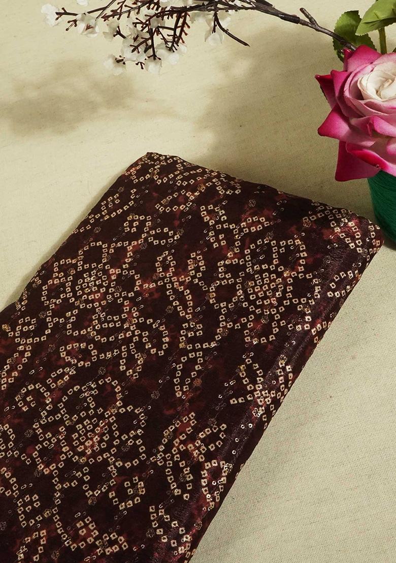 Maroon Chinon Bandhani Printed Lehenga Set