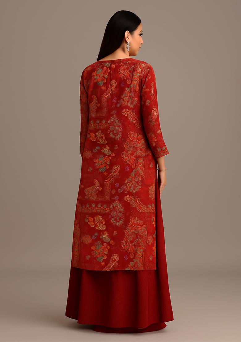 Blue Chinon Floral Printed Lehenga Set - Indya