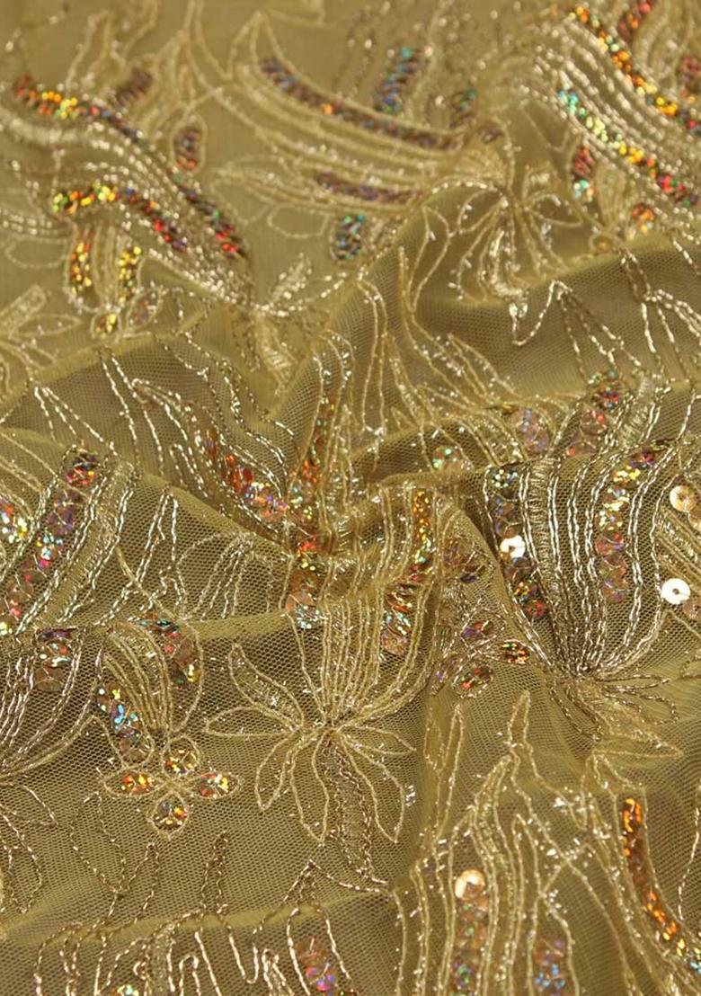 Golden Embroidered Net Lehenga Set