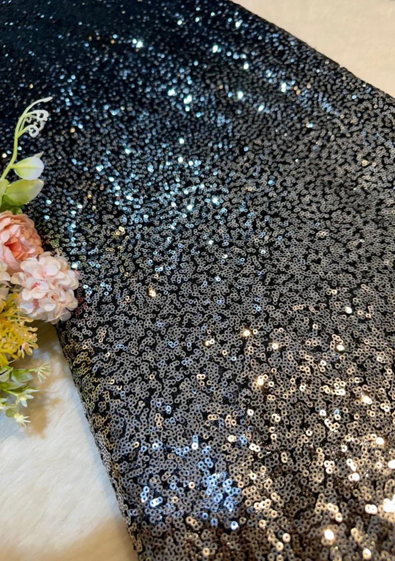 Black Sequins Embroidery Net Skirt Set - Indya