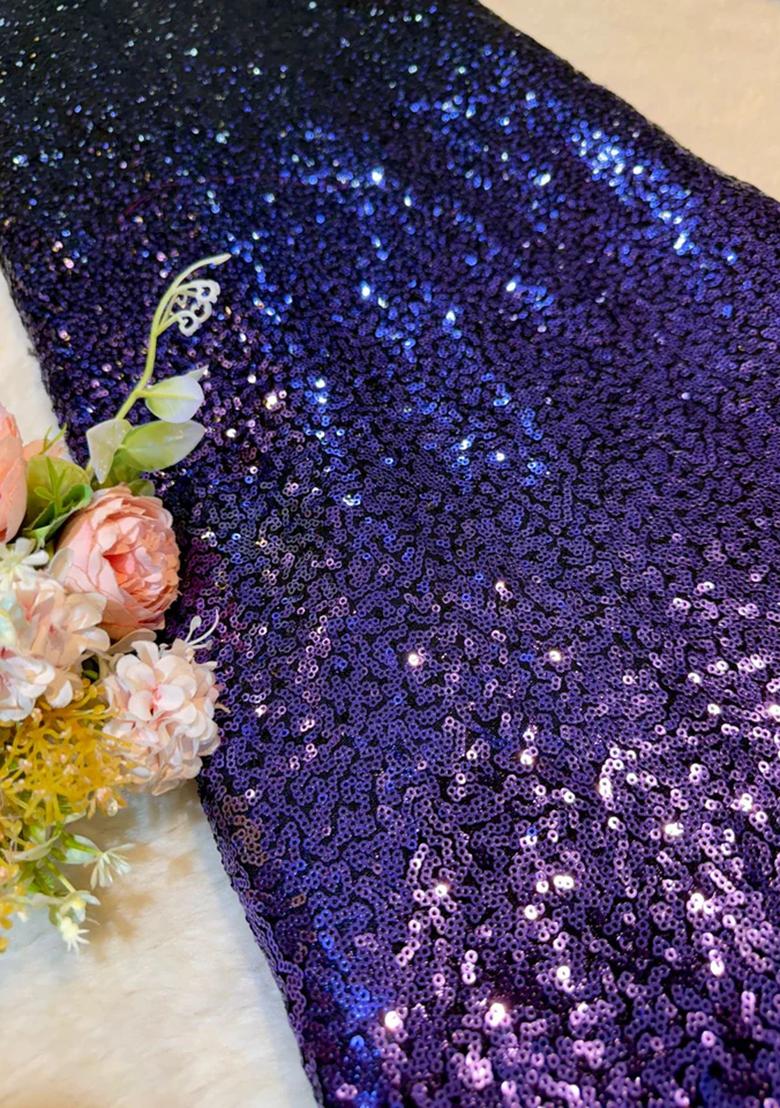 Blue Sequins Embroidery Net Skirt Set - Indya