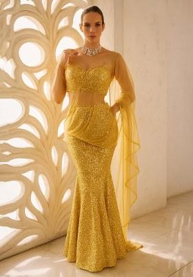 Gold Sequin Net Fusion Set