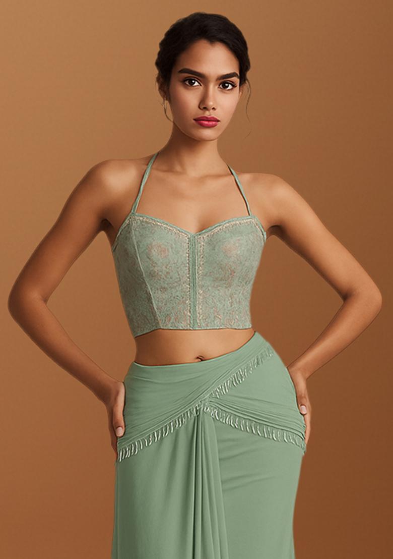 Multicolour Embroidered Silk Fusion Set - Indya