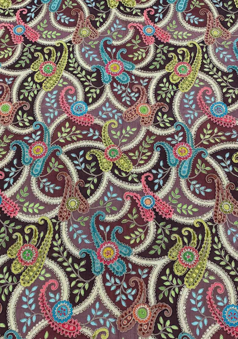 Multicolour Embroidered Crepe Fusion Set for Diwali and Festive Wear - Indya