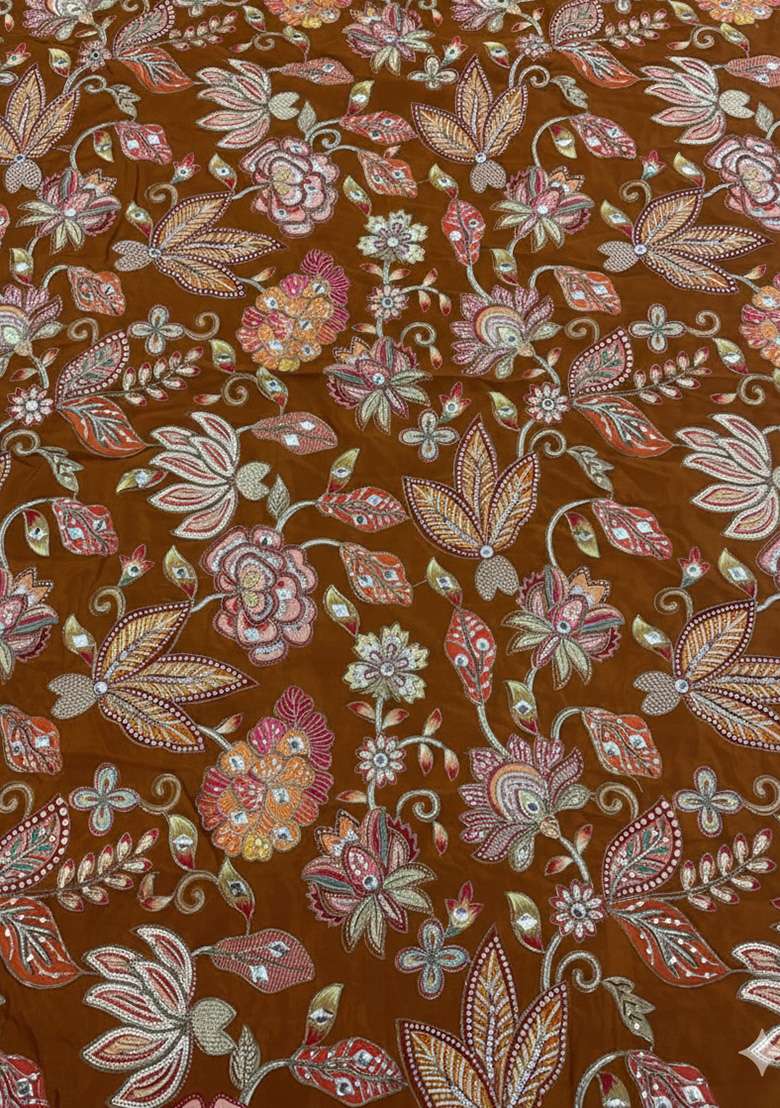 Mustard Crepe Fusion Set with Embroidered for Diwali | Wedding & Festive Wear - Indya
