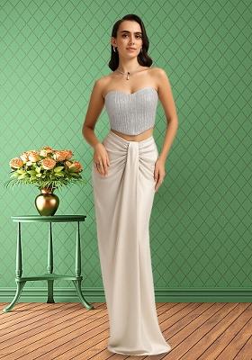 White Sequin Net Fusion Set