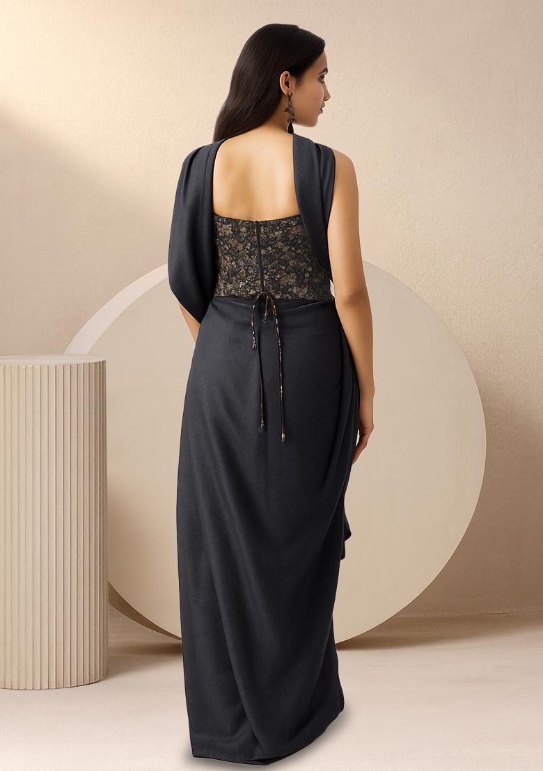 Multicolour Embroidered Silk Fusion Set - Indya